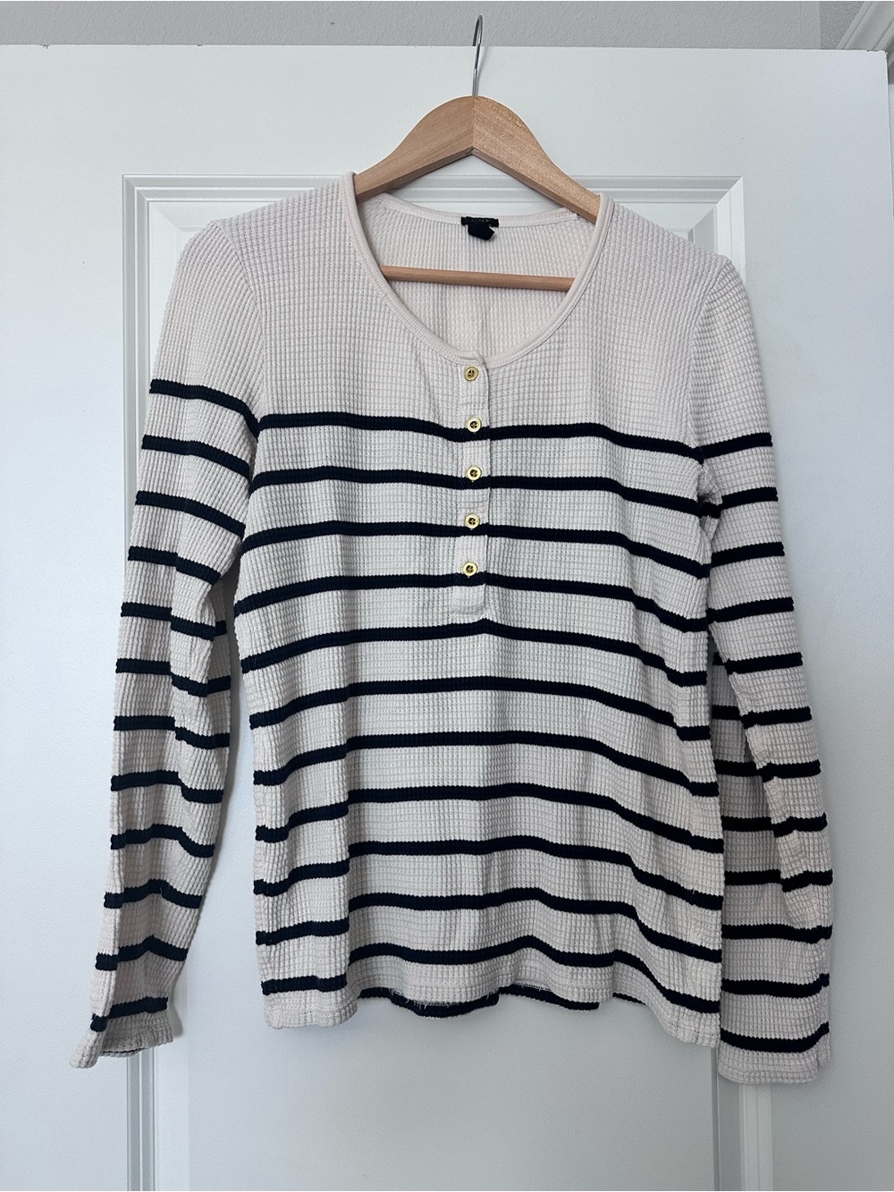 J. Crew Striped Waffle Henley
